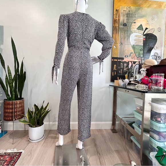 Rouje Wanda Jumpsuit In Black & White Micro Floral - Picture 6 of 15